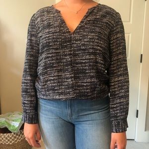 Joie black/navy/white 100% silk blouse